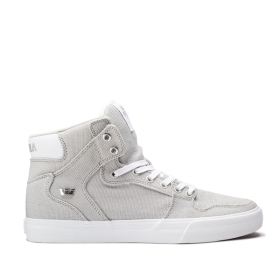 Supra Mens VAIDER Cool Grey/Silver/white High Top Shoes | CA-67752